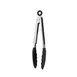 CAC China STSH-9 Utility Tongs, 9" Width, Stainless Steel with Silicone Head, Black / Cherry Handle 1 image