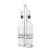 CAC China W2SQ-16S Oil & Vinegar Cruet Set, 16 Oz Glass Bottles with Steel Pourers, Chrome Rack - Set 1 image