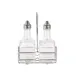 CAC China W2SQ-6S Oil & Vinegar Cruet Set, 6 oz Glass Bottles with Steel Pourers, Chrome Rack - Set 1 image