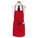 Chef Revival CL3PBIAELRD Bib Apron, 26" x 31" Extra Long, 3 Front Pockets, Red, Polyester 1 image