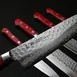 Korin HKR-TDGY-240 Damascus Gyuto, 9-3/8" (24cm) V10 Stain-Resistant Steel, Burgundy Wood Handle 2 image