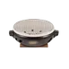 Korin KON-134 Japanese Grill, 11" dia. x 4-1/2"H, Round, Double Handle, with Net, Clay, Bizen, Black 1 image