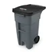Rubbermaid 1971941 BRUTE 32‑Gallon Gray Trash Can with Hinged Lid, Auto‑Lifter Compatible, Wheels 1 image