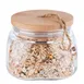APS Germany APS 82255 - 33.9oz Clear Glass Jar, 5.6" Dia x 4.4" H, Wooden Lid with Rope Pull - 12/Case 1 image