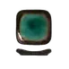 Libbey BF-1 Square Sauce Dish, 3.5" Turquoise Glazed Ceramic with Dark Brown Rim - 36/Case 1 image