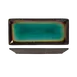 Libbey BF-11 - Rectangular Platter, 11.5" x 5", Turquoise Glazed Ceramic Dark Brown Rim - 12/Case 1 image