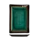 Libbey BF-13 Hakone™ Platter, 13.5" x 9.25" Turquoise with Dark Brown Rim, Ceramic - 12/Case 1 image