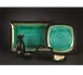 Libbey BF-2 Sake Cup, 2 oz (1‑5/8" Dia × 2‑7/8" H), Turquoise Ceramic with Dark Brown Rim, 36/Case 2 image