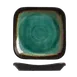 Libbey BF-8 Square China Plate, 9" Turquoise Glazed Ceramic with Dark Brown Rim - 12/Case 1 image
