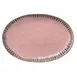 Libbey DULCET-4P Stoneware Oval Platter 12"5/8 x 8"5/8 Pink Notches Microwave Safe - 12/Case 1 image