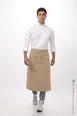 Chef Works 122A-KHA-0 Bistro Waist Apron, 32" L x 27½" W, Khaki, 65/35 Poly/Cotton, 2 Patch Pockets 1 image