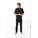 Chef Works BCSZ009-BLK-5XL - Short Sleeve Chef Coat, 5XL Twill, Thermo & Phone Pockets, Apron Snap 1 image