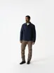 Chef Works CEL01-NAV-L - Large Navy Blue Cotton Chef Coat, Long Sleeve, 100% Cotton, 9.9 Oz - 1/Case 1 image