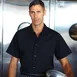 Chef Works KCBL-BLK-4XL Utility Cook Shirt, 4XL, Black, Poly/Cotton, Short Sleeve, Snap Front 1 image