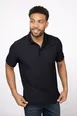 Chef Works Z650-BLK-6XL Men's Polo Shirt, 6XL, 100% Polyester, Black, Short Sleeve, Button Front 1 image