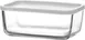 LAV HORECA CHI218 PK0002 - Clear Glass Rectangular Food Container with White Lid, 39.5 oz - 4/Case 1 image