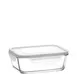 LAV HORECA KYO217 PK0002 - Clear Glass Food Container, White Lid, 25.3 oz Leakproof - 4/Case 1 image