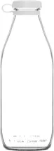 LAV HORECA SUT101 PK0002 - 34.5 oz Soda Lime Glass Milk Bottle, Silicon White Lid, 12/Case 1 image