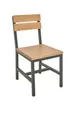 BFM Seating 4110CNAT-GR - Parker Side Chair, 17.5"W x 20.5"D x 35"H, Natural Oak Wood Seat & Slat Back, Anthracite Powder-Coated Metal Frame, Welded Box Tube Steel Construction 1 image