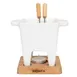 Boska 340030 Tapas Fondue Set Bianco, White Pan 4.72"W x 4.72"D x 6.10"H with Oak Base and Forks 1 image