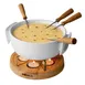 Boska 340031 Candle Light Fondue Twinkle, 7.87" Dia x 5.51" H White Pan with 4 Forks and Oak Base 1 image