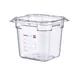 Carlisle 09839 Araven GN 1/6 Food Pan, 6" Deep Clear Polycarbonate, Integrated Label 1 image
