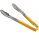 AllPoints 85381 Utility Tongs - 9-1/2" Yellow Handle, Stainless Steel Scalloped Paddle, Kool‑Touch® 1 image