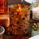 Sterno 80100 Morocco Candle Lamp, 3.5" H x 2.63" Dia., Mosaic Amber Glass, Wax Candle - 6/Case 3 image