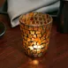 Sterno 80124 Industrial Chic Morocco Lamp, 3¼" H x 3⅜" Dia., Round Glass Candle Holder, Fall Mosaic Finish- Case 3 image