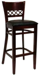 ATS 561-BS Bar Stool, Upholstered Seat, Beech Wood Frame, Crisscross Cut-Out Back, Armless, Standard Height 1 image