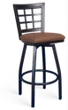 ATS 85-BSS Swivel Bar Stool, Nine Grid Back, Upholstered Seat, Welded Metal Tubing, Black Powder Coat, Footrest 1 image