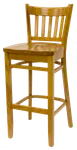 ATS 900-BS Bar Stool, 5-Slat Wood Back, Upholstered Seat, Beech Wood Frame, Armless, Standard Height 1 image