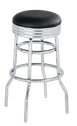 ATS SR-8 Backless Swivel Bar Stool, Round Upholstered Seat, Chrome Rim, Double Ring Base, 1" Chrome Plated Steel Tubing 1 image