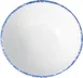 International Tableware PR-205-CB 11oz. White with Blue Bowl, 5-1/8" Dia. 2" H, Round - 1 Dozen 1 image