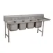 Advance Tabco 9-24-80-18R 111" Four Compartment Sink, 20"W x 20"L Bowl w/Right-Hand Drainboard 1 image