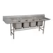Advance Tabco 94-4-72-36RL 146" Four Compartment Sink, 16"W x 20"L Bowl With 2 Drainboards 1 image