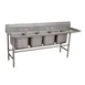 Advance Tabco 94-44-96-24R 133" Four Compartment Sink, 24"W x 24"L Bowl w/Right-Hand Drainboard 1 image