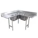 Advance Tabco 94-K4-24D 79" 3 Compartment Corner Sink, 24"W x 24"L Bowl - Stainless Steel 1 image