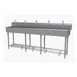 Advance Tabco FS-FM-100FV 100" Freestanding Multi-Station Hand Sink without Faucet-Foot Valves/14 g 1 image