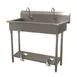Advance Tabco FS-FM-40FV 40" Freestanding Multi-Station Hand Sink without Faucet-Foot Valves/14 g 1 image