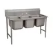 Advance Tabco T9-3-54-X 62" Three Compartment Sink, 16"W x 20"L Bowl Without Drainboard 1 image