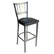 AAA Furniture Wholesale 309BS BVS-SLV Bar Stool – Slat Back, Black Vinyl Seat, Silver Metal Frame, Footrest 1 image