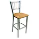 AAA Furniture Wholesale 309BS WS-SLV Bar Stool - Slat Back, Wood Saddle Seat, Silver Finish, Armless 1 image