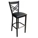 AAA Furniture Wholesale 310BS BVS Bar Stool – Black Vinyl Seat, Criss-Cross Metal Back, Matte Frame, Fast Ship 1 image