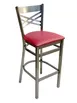 AAA Furniture 310BS/CLEAR COAT GR4 Barstool – Criss Cross Back, Upholstered Seat, Grade 4 Vinyl, Metal Frame 1 image