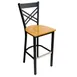 AAA Furniture Wholesale 310BS WS - Bar Stool, Criss-Cross Back, Wood Saddle Seat, Matte Black Finish, Footrest 1 image