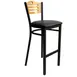 AAA Furniture Wholesale 315A-BS GR4 Bar Stool – Wood Cut‑Out Back, Upholstered Seat, Matte Black Metal Frame 1 image