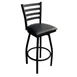 AAA Furniture Wholesale 316BS-SWIVEL BVS Swivel Bar Stool, Ladder Back, Upholstered Seat, Matte Black Vinyl 1 image