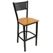 AAA Furniture Wholesale 317BS WS-BLK Bar Stool – Mesh Back, Wood Saddle Seat, Metal Frame, Footrest 1 image