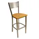 AAA Furniture Wholesale 317BS WS-SLV Bar Stool – Metal Frame, Silver, Mesh Back, Wood Saddle Seat, Footrest 1 image